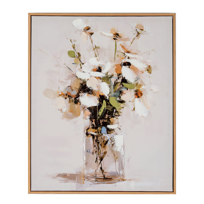 Still Life Cosmos Hand Painted Canvas in Frame by Hill Interiors