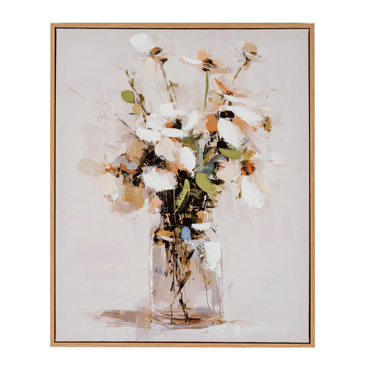 Still Life Cosmos Hand Painted Canvas in Frame by Hill Interiors