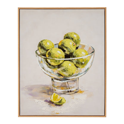 Still Life Limes Hand Painted Canvas in Frame by Hill Interiors
