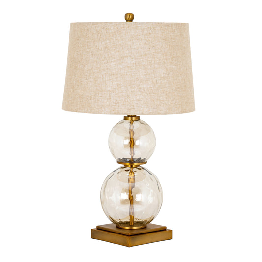 Savoy Glass And Gold Finished Table Lamp With Linen Shade by Hill Interiors
