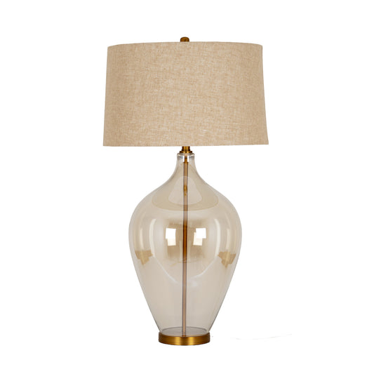 Opaline Glass Table Lamp With Linen Shade by Hill Interiors