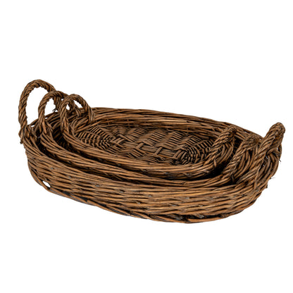 Briar Collection Set Of Three Oval Wicker Trays by Hill Interiors - image 2