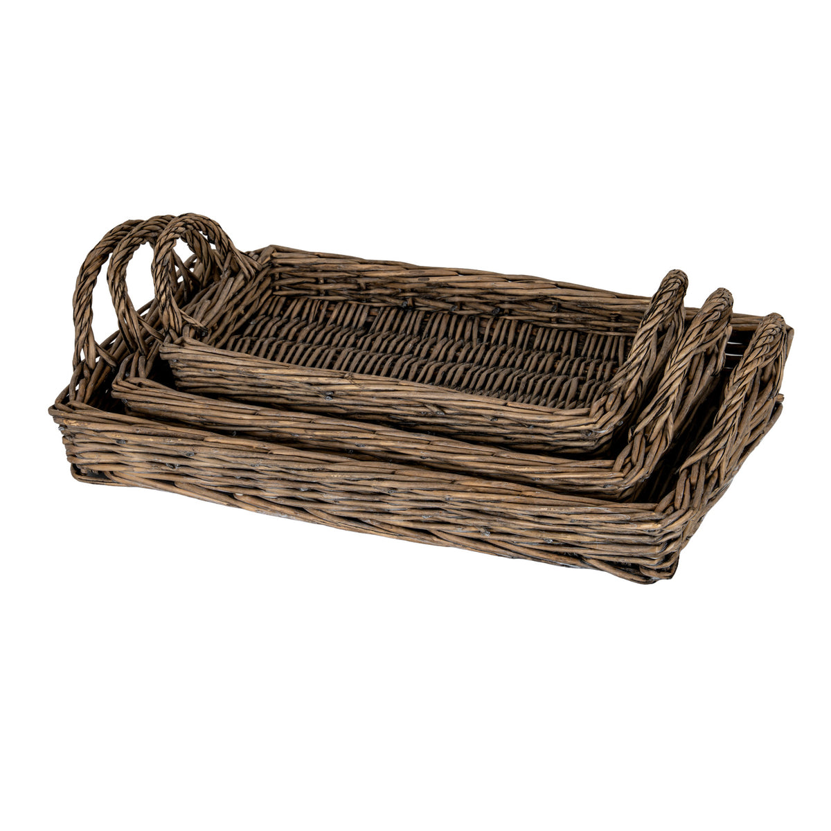 Briar Collection Set Of Three Rectangular Wicker Trays by Hill Interiors - image 3