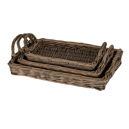 Briar Collection Set Of Three Rectangular Wicker Trays by Hill Interiors - image 3