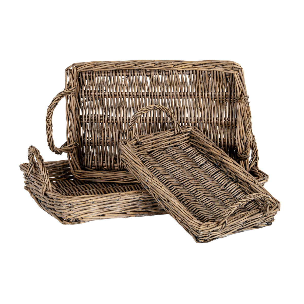 Briar Collection Set Of Three Rectangular Wicker Trays by Hill Interiors
