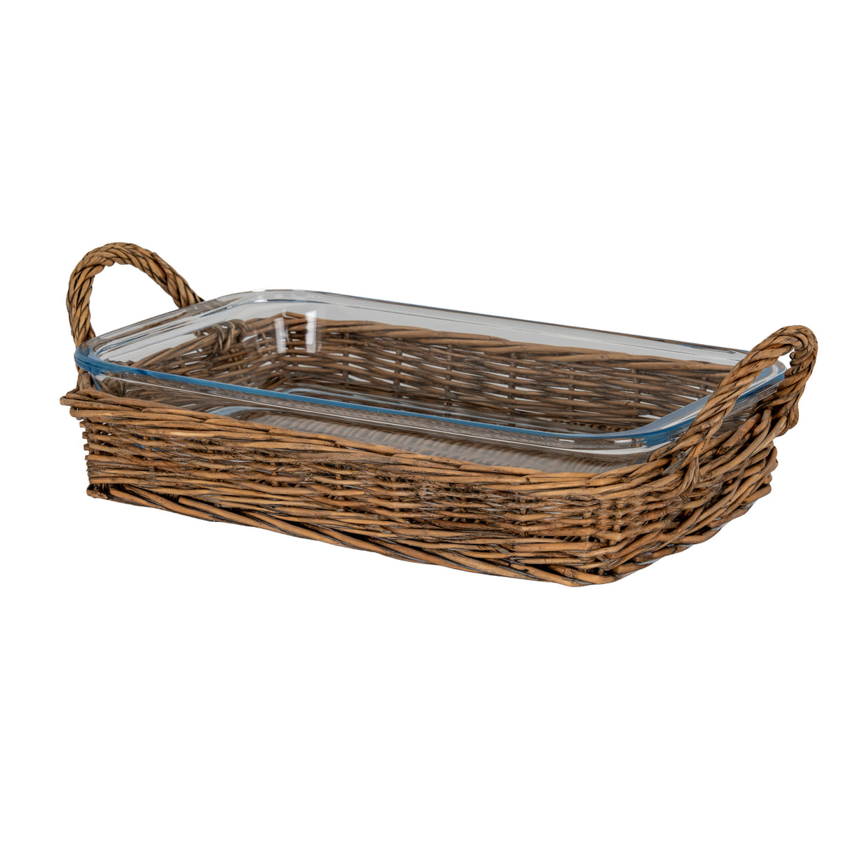 Briar Collection Glass Serving Dish With Wicker Tray by Hill Interiors - image 2
