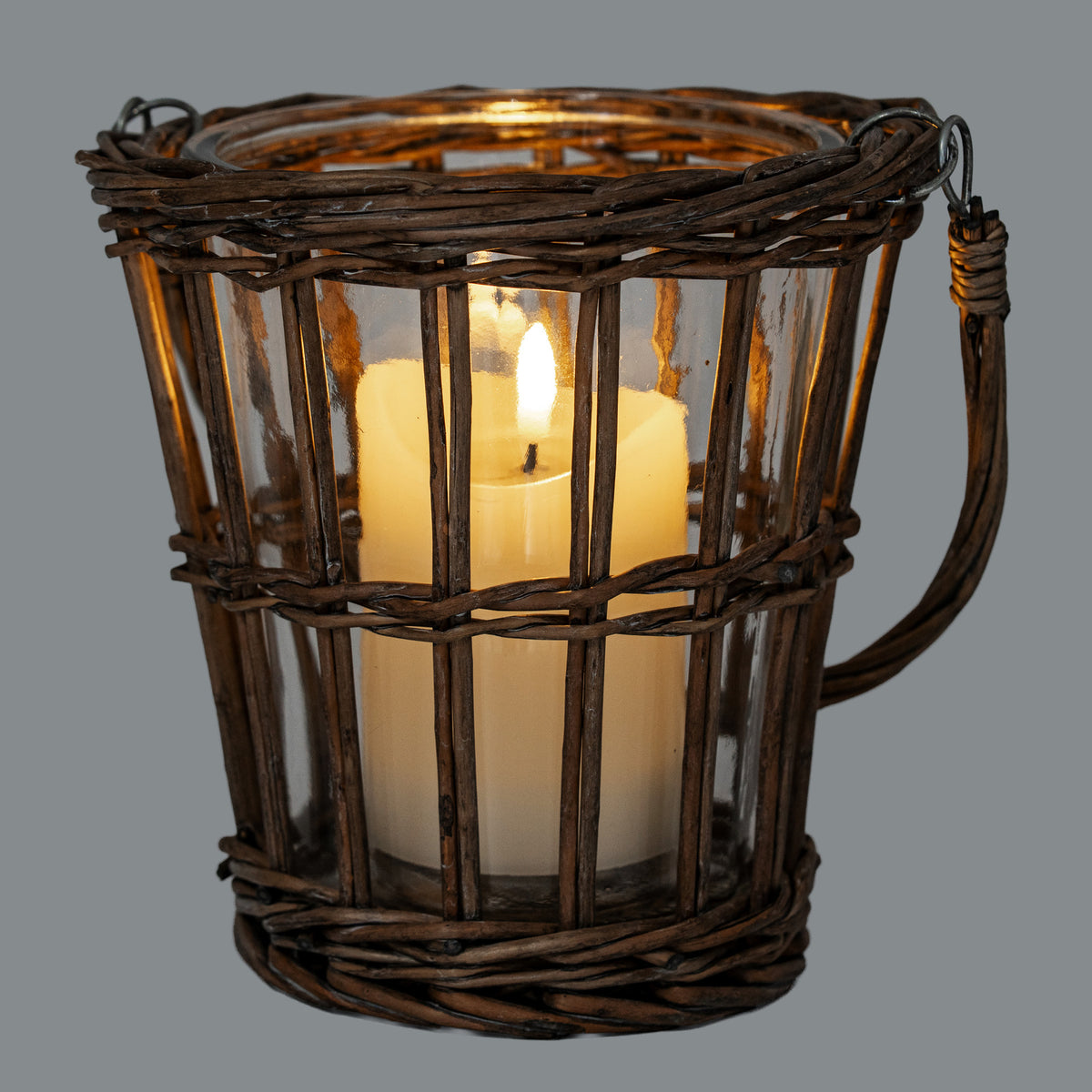 Briar Collection Wicker Basket Lantern With Handle by Hill Interiors - image 3