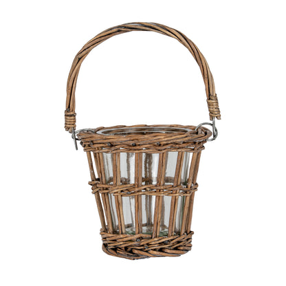 Briar Collection Wicker Basket Lantern With Handle by Hill Interiors