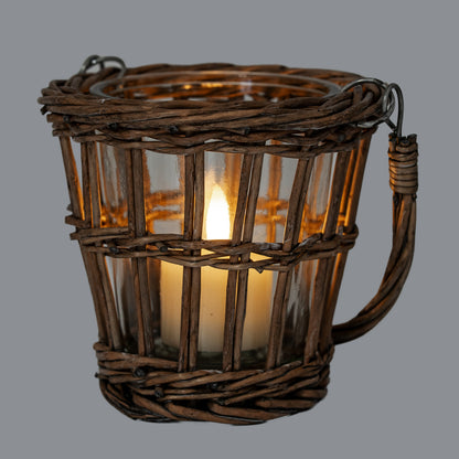 Briar Collection Small Wicker Basket Lantern With Handle by Hill Interiors - image 3