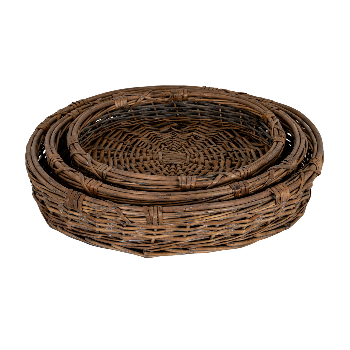 Briar Collection Set Of Three Round Wicker Trays by Hill Interiors - image 3