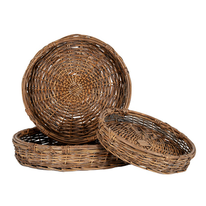 Briar Collection Set Of Three Round Wicker Trays by Hill Interiors