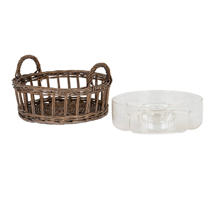 Briar Collection Glass Nibbles Bowl With Wicker Tray by Hill Interiors - image 5