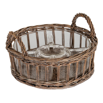 Briar Collection Glass Nibbles Bowl With Wicker Tray by Hill Interiors