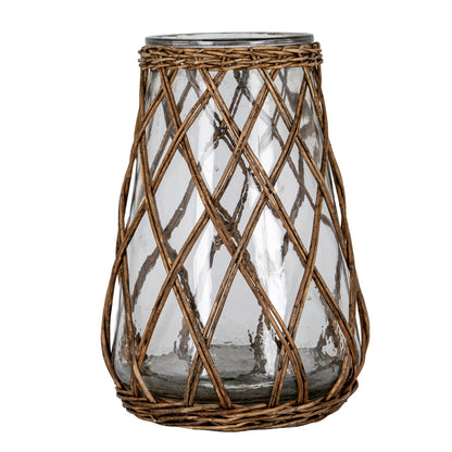 Briar Collection Large Wicker Pillar Lantern by Hill Interiors