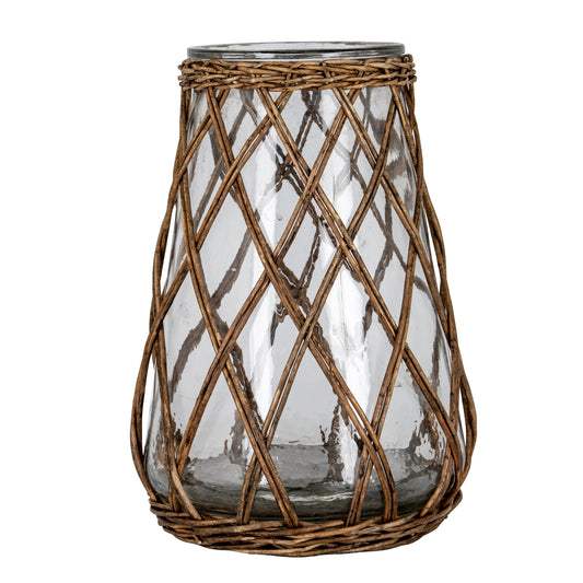 Briar Collection Large Wicker Pillar Lantern by Hill Interiors