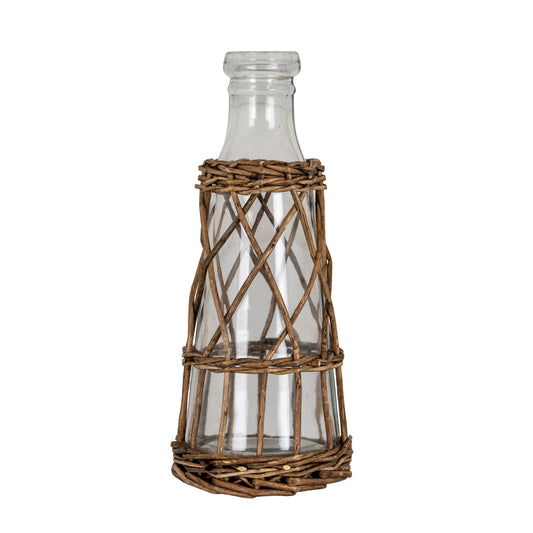 Briar Collection Medium Glass And Wicker Bottle Carafe by Hill Interiors