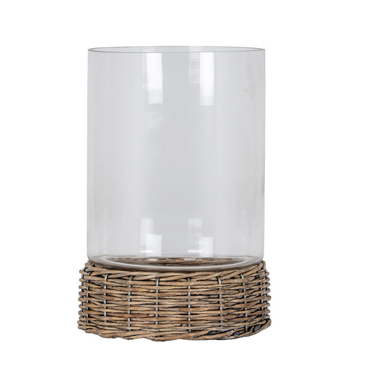 Briar Collection Hurricane Lantern With Wicker Tray by Hill Interiors
