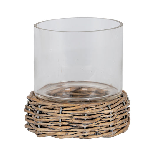 Briar Collection Small Hurricane Lantern With Wicker Tray by Hill Interiors