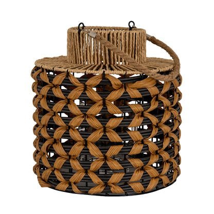 Large Woven Wicker Lantern With Jute Handle by Hill Interiors