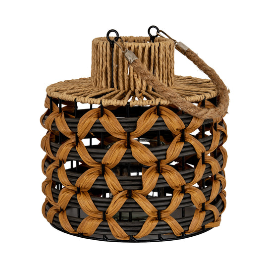 Woven Wicker Lantern With Jute Handle by Hill Interiors