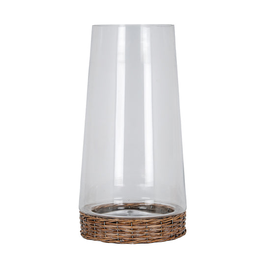 Briar Collection Large Hurricane Lantern With Wicker Tray by Hill Interiors