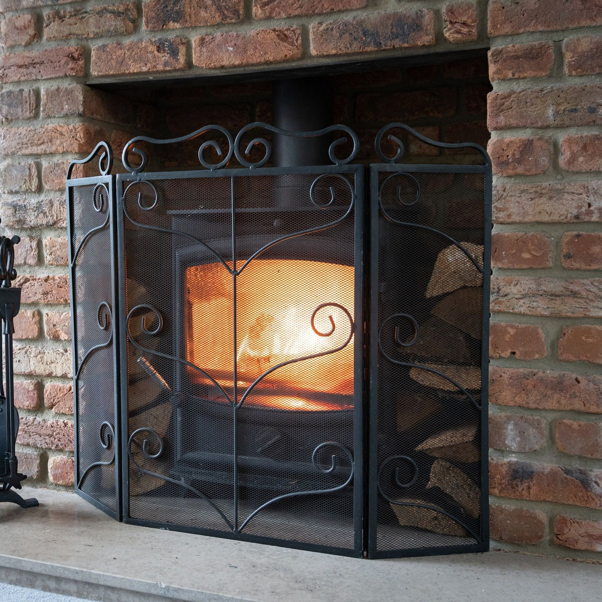 Heavy Large Black Ornate Fire Screen by Hill Interiors - image 2