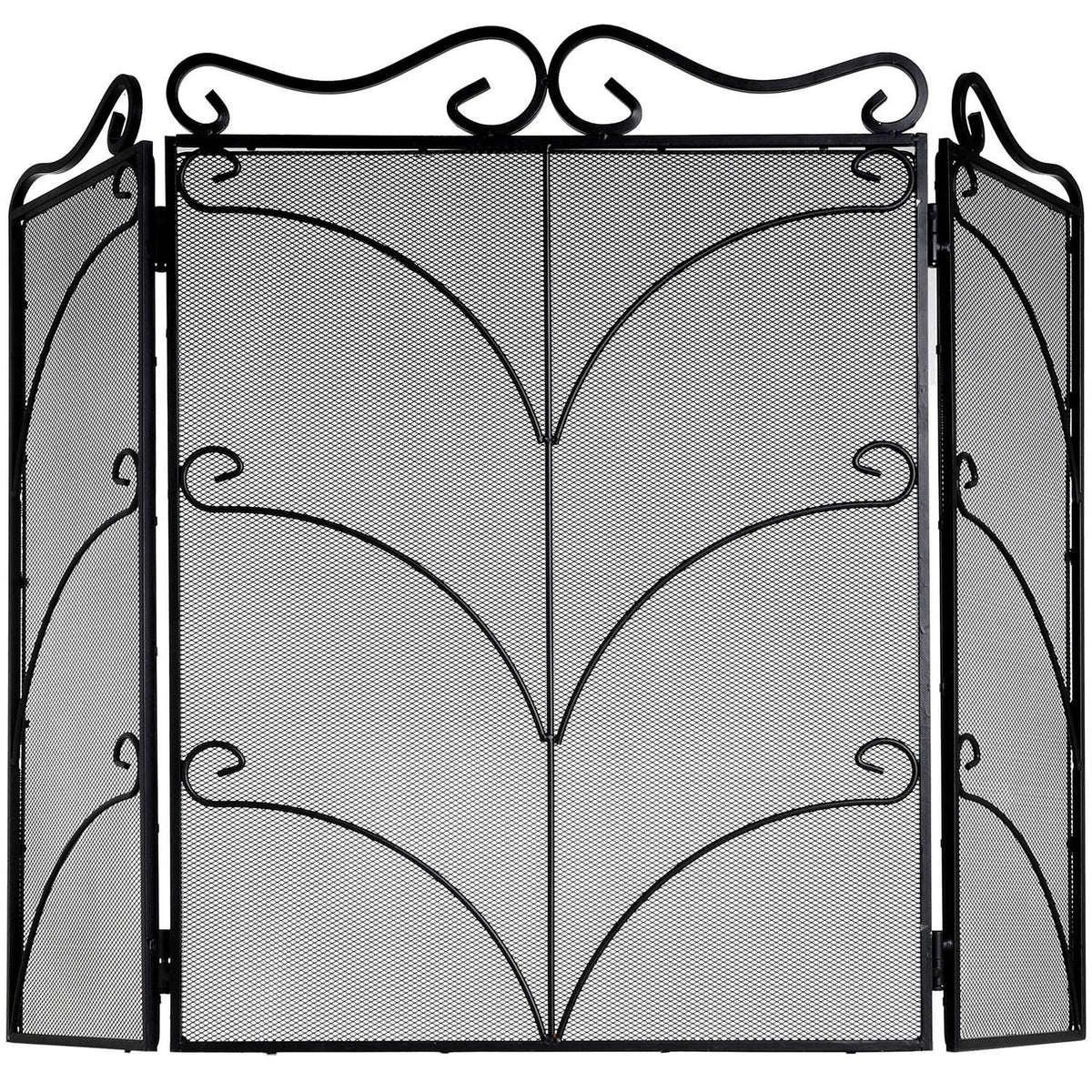 Heavy Large Black Ornate Fire Screen by Hill Interiors