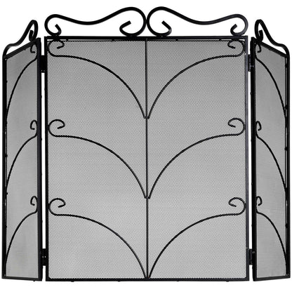 Heavy Large Black Ornate Fire Screen by Hill Interiors